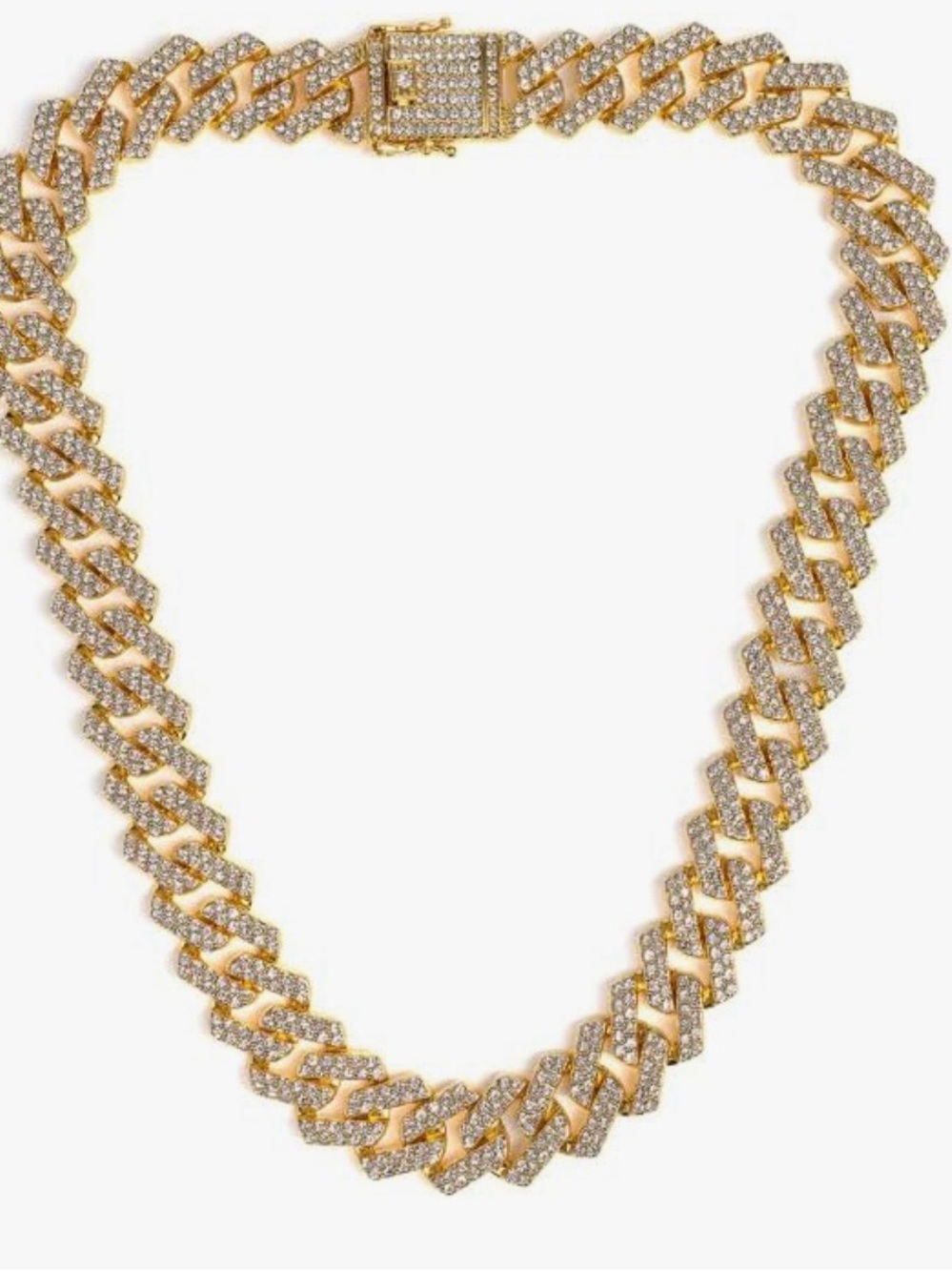 Invicta Elements Men's Iced Out Cuban Chain Necklace Gold Tone 21.5" 80842 New